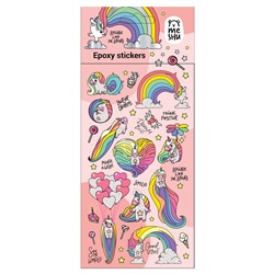 Наклейки гелевые "Rainbow unicorn" (MS_57667, MESHU) 10*23см