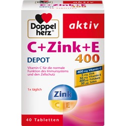Doppelherz Витамин C 400 + С цинком + Витамин Е Depot Таблетки, 40 шт