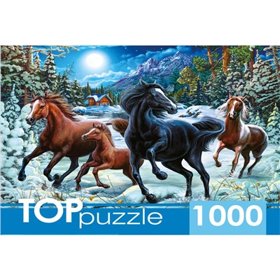 TOPpuzzle 1000 элементов "Зимние лошади" (ФТП1000-9851)