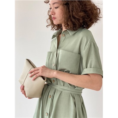 6198 Платье-рубашка из лиоцелла в пыльном зелёном