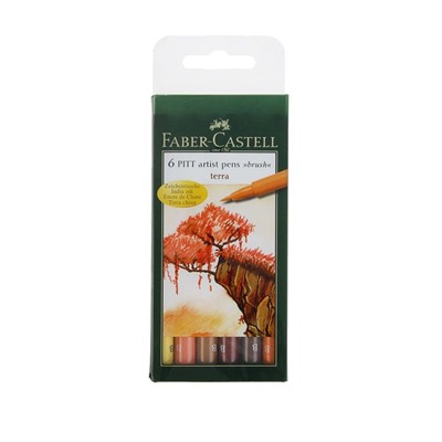 Ручка кисть капиллярная, набор Faber-Castell PITT Artist Pen Brush 6 цветов