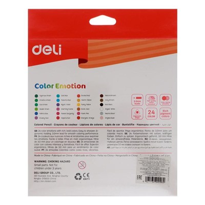 Карандаши 24 цвета Deli Color Emotion, трёхгранные, европодвес