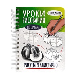 Скетчбук А5 64л., на гребне "Уроки рисования по шагам. Рисуем реалистично" (86641-5, Проф-Пресс)