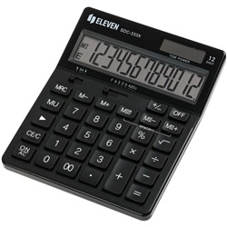 Калькулятор настольный ELEVEN SDC-333X-BK, 12-разрядный, 125*155*31мм, дв.питание, черный