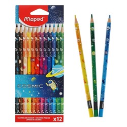 Карандаши 12 цветов Maped Color Peps cosmic пластиковые, декорированные, европодвес