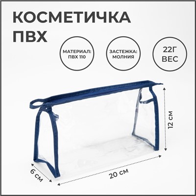 Косметичка на молнии, цвет синий