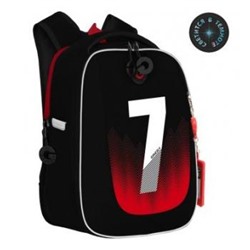 Рюкзак школьный RAf-293-5/2 черный - красный 29х36х18 см GRIZZLY {Китай}