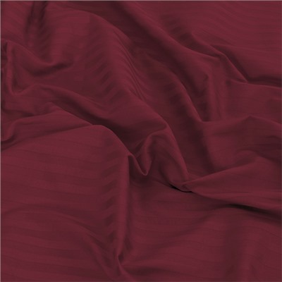Простынь на резинке страйп-сатин 066 цвет бордовый 140*200*20 см