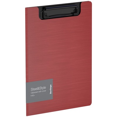 Доска-планшет с зажимом и крышкой А5+ Berlingo "Steel&Style", пластик (полифом) (PPf_94003) 1800мкм, красная/черная