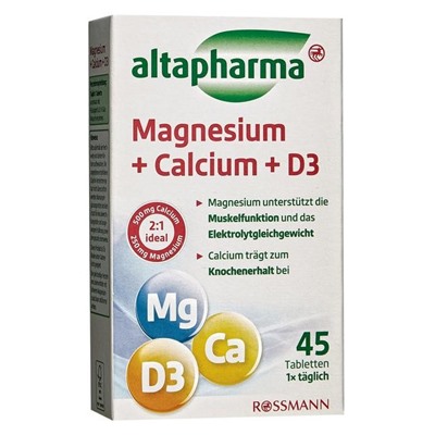 altapharma Magnesium + Calcium + D3 Tabletten Таблетки магний + кальций + D3 для поддержания мышц 100 г