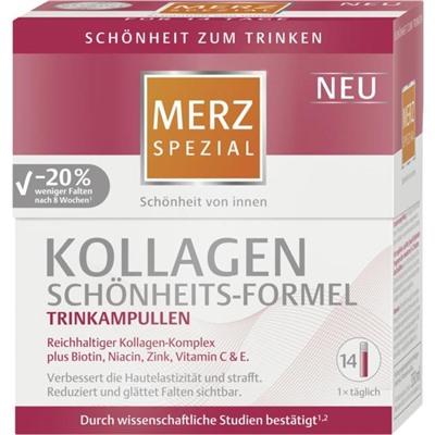 Merz Spezial Kollagen Schonheits-Formel Trinkampullen, 350 ml, 14 Ampullen, Увлажняющие ампулы с коллагеном, 350 мл, 14 ампул