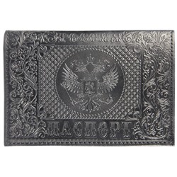 Обложка "Паспорт" OfficeSpace "Россия" (339841) натур. кожа, тиснение, черная