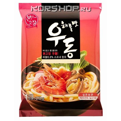 Лапша вареная Удон со вкусом морепродуктов (Seafood Flavor Udon) Hanilfood, Корея, 212 г