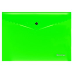 Папка с кнопкой А4 Berlingo "Neon" прозрачная, зеленый неон (EFb_A4392) 200 мкм