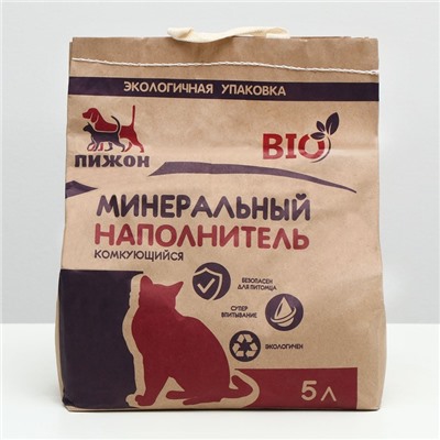 Наполнитель комкующийся "Пижон" Bio, 5 л