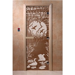 Дверь «Лебединое озеро», размер коробки 200 × 80 см, левая, цвет бронза