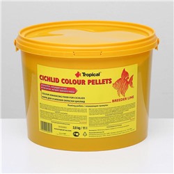 Корм Tropical Cichlid Colour Pellets для усиления окраски, плавающие гранулы, 11 л, 3,8 кг