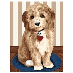 Картина по номерам на картоне "Любимый щенок" 30*40см (КК_53782) ТРИ СОВЫ, с акриловыми красками