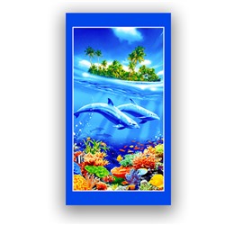Полотенце вафельное пляжное 326/1 Дельфины 70/150 см