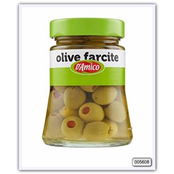 Оливки зеленые фаршированнные  D'Amico 290/160 гр