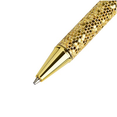 Ручка MESHU шар. авт. "Gold shimmer" синяя (MS_89904) 1мм, корпус золотистый с блестками, в ПВХ боксе