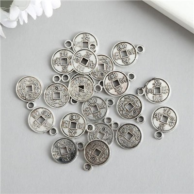 Декор для творчества металл "Китайская монета" серебро 1,7х1,3 см