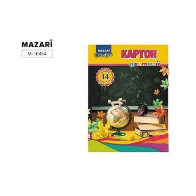 Набор цветного картона А4 14л 14цв в папке M-16454 Mazari {Россия}