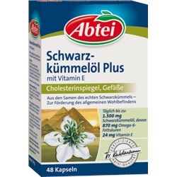 Abtei Schwarzkümmelöl Масло черного тмина плюс витамина Е в капсулах, 48 шт