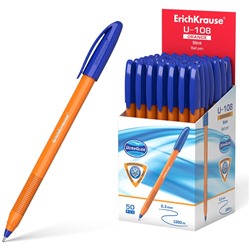 Ручка шар. ErichKrause "Ultra Glide Technology U-108" (47582) синяя, 1мм, трехгран. корпус, игольчатый стержень