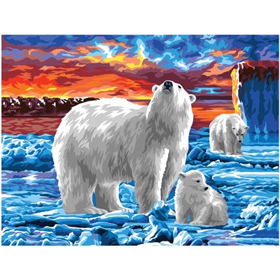 Картина по номерам на холсте "Белые медведи" 40*50см (КХ4050_53899) ТРИ СОВЫ, с акриловыми красками