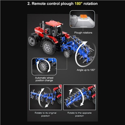 Конструктор техно «Фермерский трактор с косилкой», радиоуправляемый, 1675 деталей