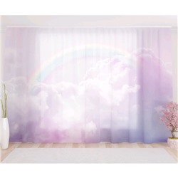 Фототюль «Радуга в розовых облаках», размер 290 х 260 см, вуаль
