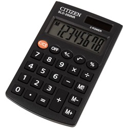 Калькулятор карманный CITIZEN SLD-200NR, черный, 8-разрядный, 62*98*10мм