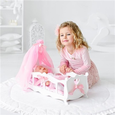 Кроватка для кукол с постельным бельем и балдахином, коллекция «Diamond princess» белый