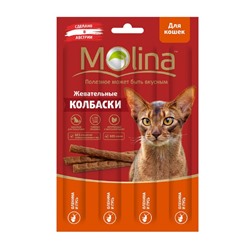 Жевательные колбаски Molina для кошек, оленина/гусь, 20 г