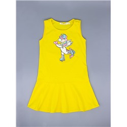 Платье трикотажное для девочки, пони-единорог на роликах, желтый
