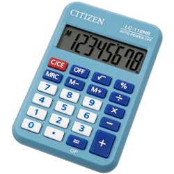 Калькулятор карманный CITIZEN LC-110NR-BL, голубой, 8-разрядный, 58*88*11мм