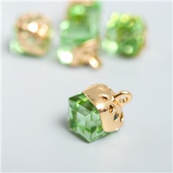 Декор для творчества стекло "Куб-кристалл" светло-зелёный набор 5 шт 0,8х0,8 см