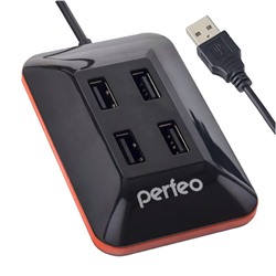 Разветвитель USB 2.0 "Perfeo", 4 порта (PF-VI-H028 A4527) магнитный, черный