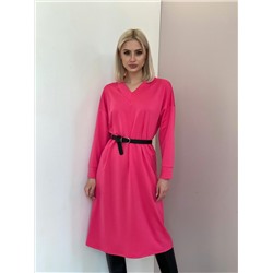 5514 Платье трикотажное со спущенным плечом розовое