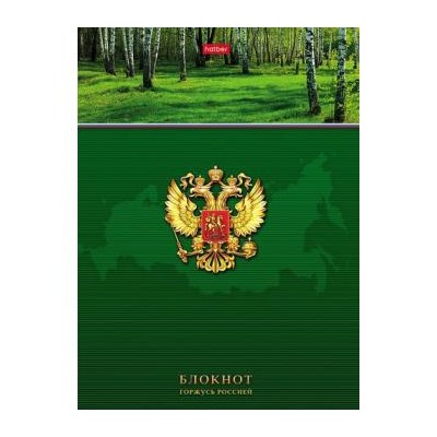 Бизнес-блокнот А5  80л клетка "Горжусь Россией" 5-цв. блок (040568) 14360 Хатбер {Россия}