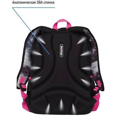 Рюкзак Berlingo Boom "Black-pink style" (RU08034-1) 38,5*29*12см, 2 отделения, 3 кармана, анатомическая спинка
