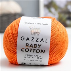 Пряжа "Baby Cotton" 60% хлопок, 40% полиакрил 165м/50гр (3419 апельсин)