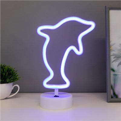 Ночник "Дельфин" LED (синий свет) от батареек 3хААА USB 21x10x18,5 см