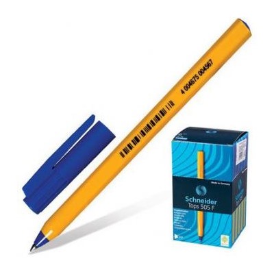 Ручка шариковая 0.8мм Tops 505F синяя 150503 желтый корпус Schneider {Германия}