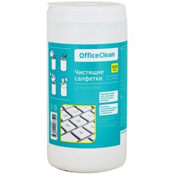 Чистящие салфетки OfficeClean влажные, для пластика, 100шт. в тубе (260885)
