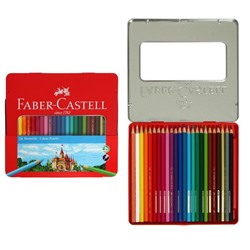 Карандаши 24 цвета Faber-Castell «Замок», шестигранный корпус, заточенные, в металлической коробке