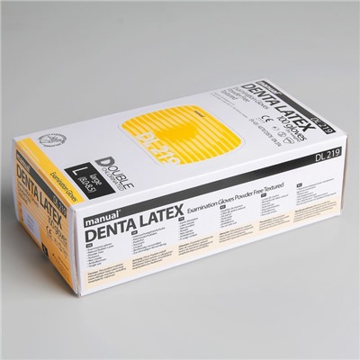 Перчатки латексные неопудренные Manual DL219, размер L, смотровые, нестерильные, текстурированные, 100 шт/уп, цена за 1 шт, цвет белый