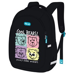 Рюкзак Först F-Cute "Cool bears" (FT-RS-102402) 37*29*17см, 3 отделения, 2 кармана, анатомическая спинка