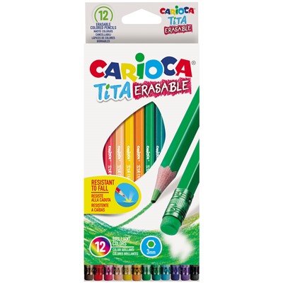 Карандаши Carioca пластиковые стираемые "Tita Erasable" 12цв. (42897)